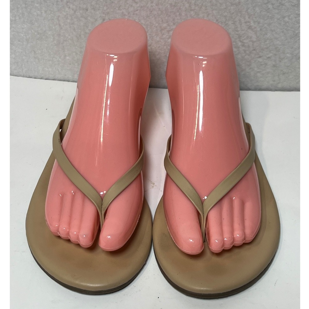 TKEES Womens Flip Flop Sandal Leather Thong 9 Tan Beige Minimalist Flat Summer